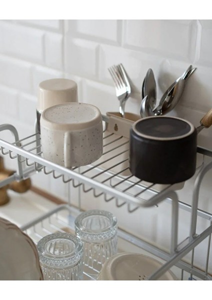 Afilli Alüminyum Bulaşıklık Paslanmaz 2 Katlı Bardak Tabak Kurutma Sepeti indirimleri