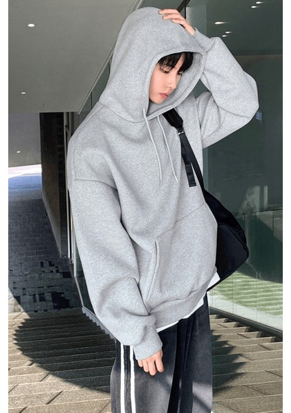 Erkek Sweatshirt Kanguru Cepli Içi Polarlı 3 Iplik Kapüşonlu Oversize sweatshirt Kanguru-Sweatshırt fırsatları