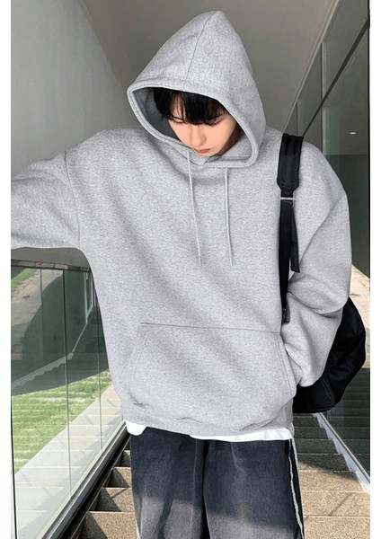 Erkek Sweatshirt Kanguru Cepli Içi Polarlı 3 Iplik Kapüşonlu Oversize sweatshirt Kanguru-Sweatshırt indirimleri