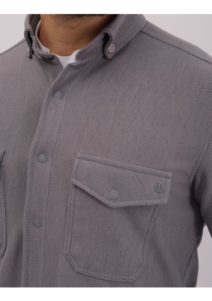 Minimalist Tasarım Likralı Örme Jakarlı Erkek Gömlek modelleri