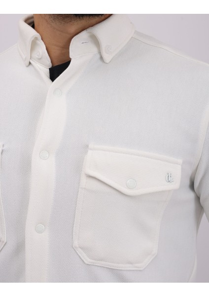 Minimalist Tasarım Likralı Örme Jakarlı Erkek Gömlek modelleri