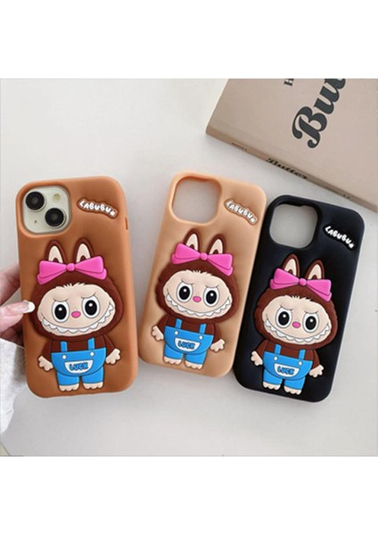 iPhone 11 Uyumlu Labubu Luck Desenli Plastik Silikon Kılıf Lıght Coffe fiyatları
