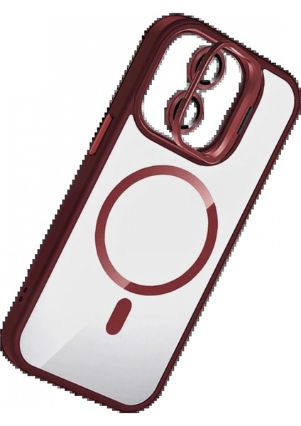 Apple iPhone 11 Remim Lensli Magsafe Standlı Kapak - Bordo fiyatları