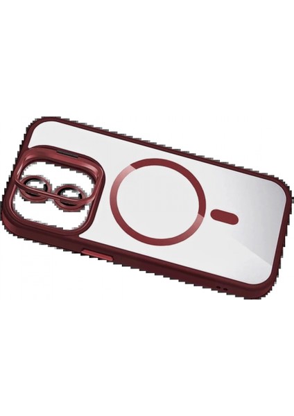 Apple iPhone 11 Remim Lensli Magsafe Standlı Kapak - Bordo modelleri