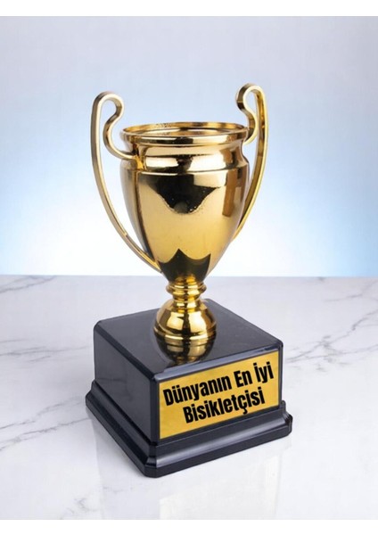 Dünyanın En Iyi Bisikleticisi Baskılı Ödül Kupası 23 cm Bisikletçiye Hediyelik Eşya