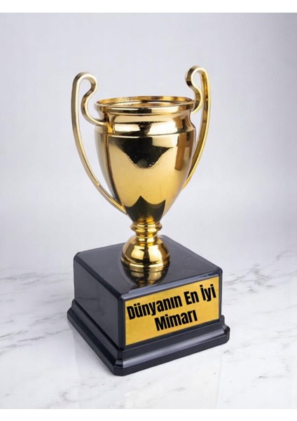 Dünyanın En Iyi Mimarı Baskılı Ödül Kupası 23 cm Mimara Hediyelik Eşya