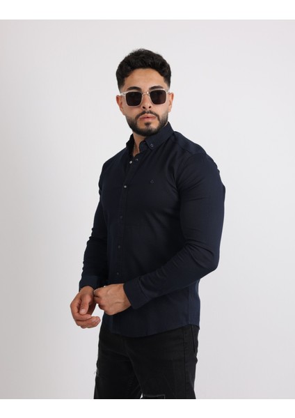 Modern Slim Fit Casual Likralı Pamuklu Armürlü Erkek Gömlek fiyatları