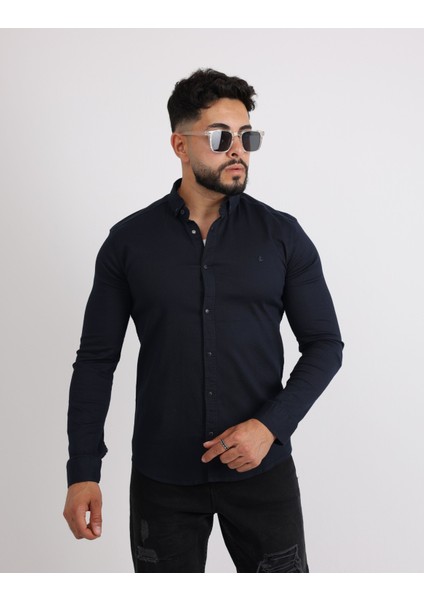 Modern Slim Fit Casual Likralı Pamuklu Armürlü Erkek Gömlek modelleri