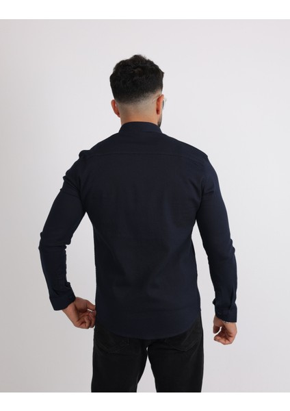 Modern Slim Fit Casual Likralı Pamuklu Armürlü Erkek Gömlek indirimleri