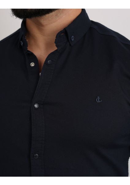Modern Slim Fit Casual Likralı Pamuklu Armürlü Erkek Gömlek