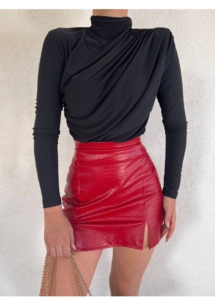 Kadın Yarım Boğaz Büzgülü Sandy Kumaş Bluz modelleri