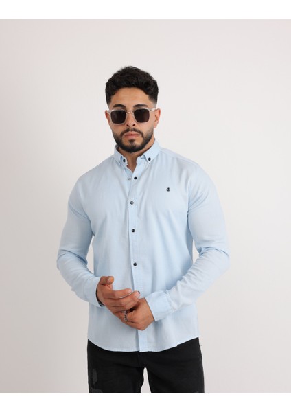 Modern Slim Fit Casual Likralı Pamuklu Armürlü Erkek Gömlek modelleri