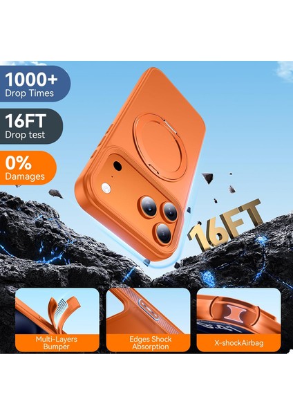 Apple iPhone 17 Pro Kılıf Magsafe Halkalı 360 Dönebilen Yüzüklü Standlı Armour Mat Mıknatıslı Kapak indirimleri