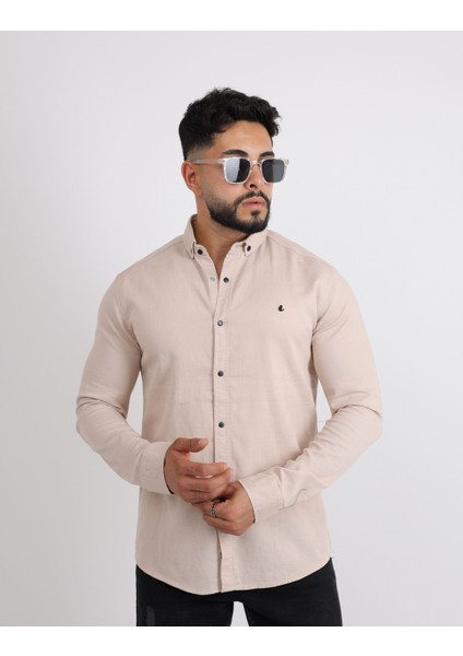 Modern Slim Fit Casual Likralı Pamuklu Armürlü Erkek Gömlek modelleri