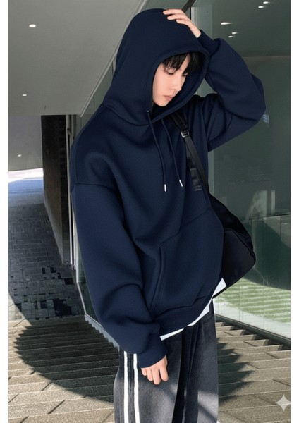 Erkek Sweatshirt Kanguru Cepli Içi Polarlı 3 Iplik Kapüşonlu Oversize sweatshirt Kanguru-Sweatshırt fırsatları