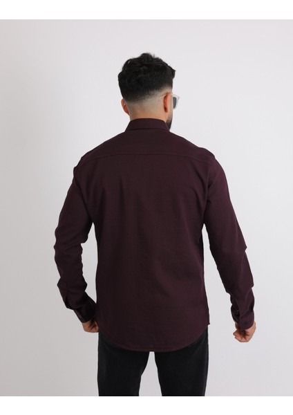Modern Slim Fit Casual Likralı Pamuklu Armürlü Erkek Gömlek indirimleri