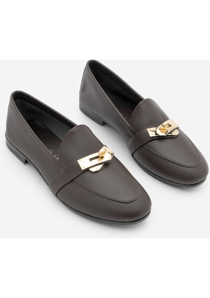 Kadın Loafer Hakiki Deri Tokalı Makosen Günlük Ayakkabı Nador Kahve indirimleri