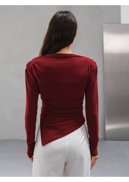 Asımetrık Kesım Vatkalı Bluz indirimleri