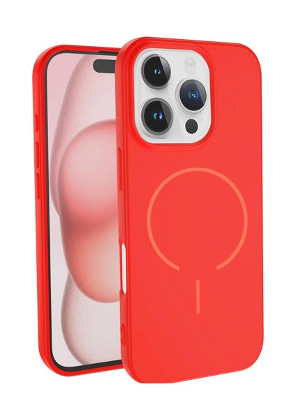 iPhone 11 Magsafe Özellikli Içi Kadife Yumuşak Aqua Silikon Kılıf Red