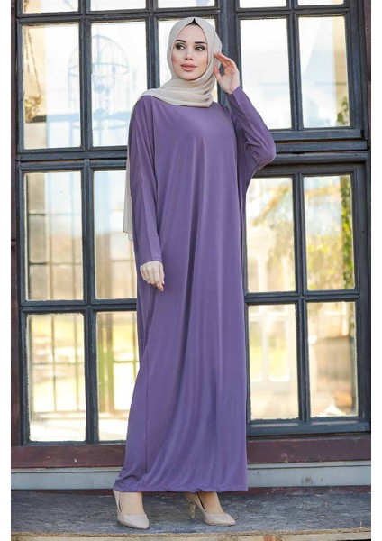 Neva Style - Yarasa Kol Gül Kurusu Tesettür Ferace 17801GK