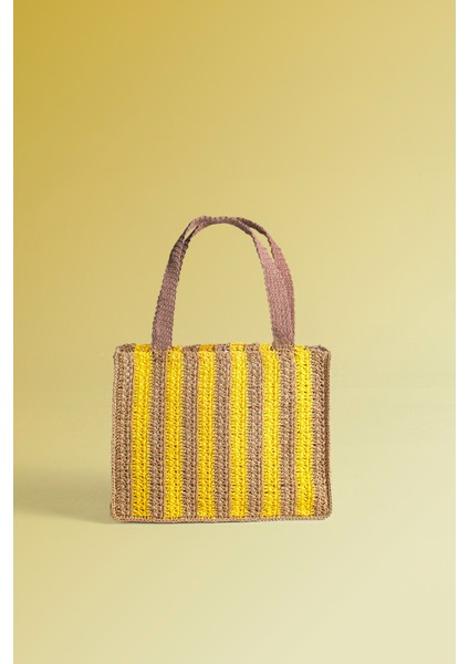 Marla Amber, Kağıt Ip (Rafia), El Örgüsü, Cabana Desenli, Plaj Çantası. fiyatları