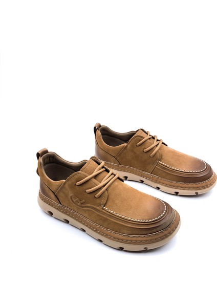G25K551 Hafif Tasarım Hakiki Nubuk Deri Erkek Camel Kahverengisi Konfor Ayakkabı