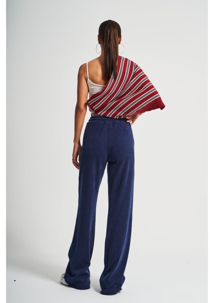 Itsbasic Kadın Siyah Renk 1W41 Ince Fitilli Örme Esnek Kadife Kumaş Pantolon