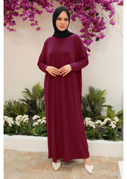 Neva Style - Yarasa Kol Bordo Tesettür Ferace 17801BR fiyatları