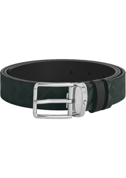 Ingiliz Yeşili ve Siyah 30 mm Çift Taraflı Deri Kemer 220027