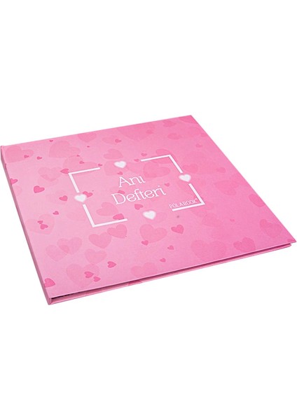 Kalpli Pembe Anı Defteri – 40 Fotoğraf Baskılı, Stickerlı ve Beyaz Jel Kalemli Hazır Romantik Hatıra Albümü (20X20 Cm)