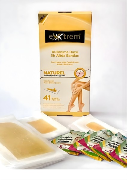 Hazır Ağda Bantları 41 Adet, Doğal, Tüm Ciltler Için, Kolay ve Etkili Ağda Çözümü