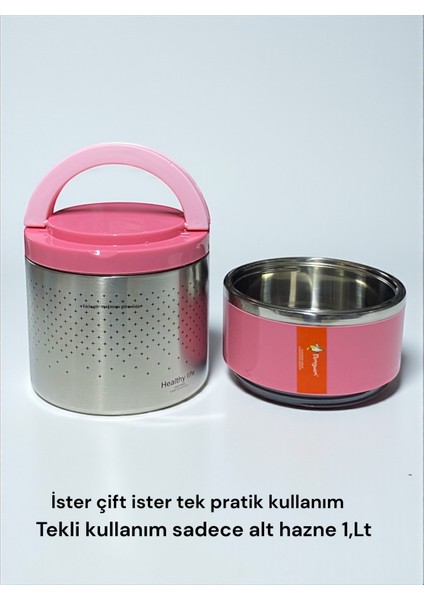 Çelik Yemek Termos Vakumlu Okul Iş Kamp Seyhat Beslenme Yemek Kabı 2li Sefer Tası Sızdırmaz 1,5lt fiyatları