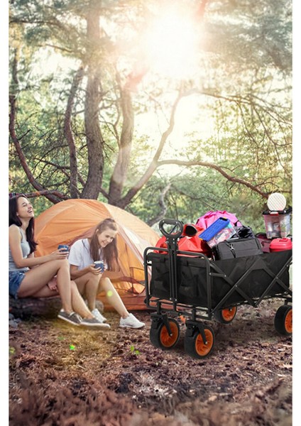 Yüksek Kapasite Frenli Su Geçirmez Katlanır Vagon El Arabası Kamp Piknik Plaj Pazar Market Koli Yük Paket fırsatları