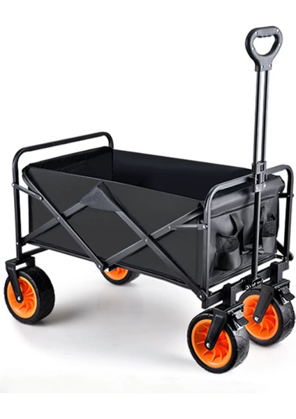 Yüksek Kapasite Frenli Su Geçirmez Katlanır Vagon El Arabası Kamp Piknik Plaj Pazar Market Koli Yük Paket