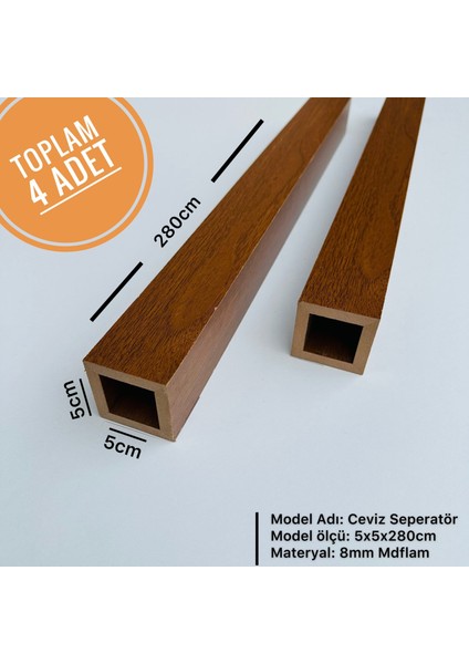 5CMX5CMX280CM Mdf Ahşap Seperatör Paravan Ayrıcı Bölme Porfili (4 Adet)