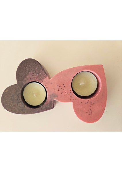 Kalp Şeklinde Ikili Epoksi Mumluk – El Yapımı Dekoratif Tasarım fiyatları