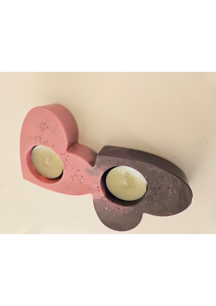 Kalp Şeklinde Ikili Epoksi Mumluk – El Yapımı Dekoratif Tasarım fırsatları