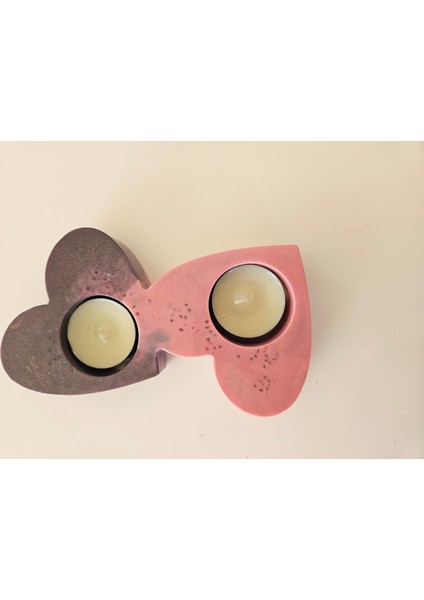 Kalp Şeklinde Ikili Epoksi Mumluk – El Yapımı Dekoratif Tasarım indirimleri