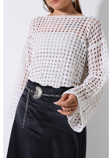 Pınkmark Kadın Gümüş Hilal Figürlü Antik Zincir Kemer PMKM25641