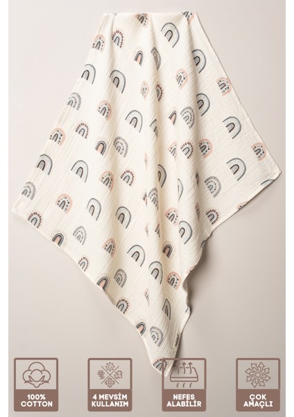 Unisex Bebek %100 Organik Pamuklu Sky Baskılı Çok Amaçlı Müslin Örtü & Battaniye 2li Set 70X80 cm fiyatları