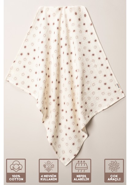 Unisex Bebek %100 Organik Pamuklu Sky Baskılı Çok Amaçlı Müslin Örtü & Battaniye 2li Set 70X80 cm indirimleri