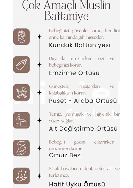 Unisex Bebek %100 Organik Pamuklu Sky Baskılı Çok Amaçlı Müslin Örtü & Battaniye 2li Set 70X80 cm