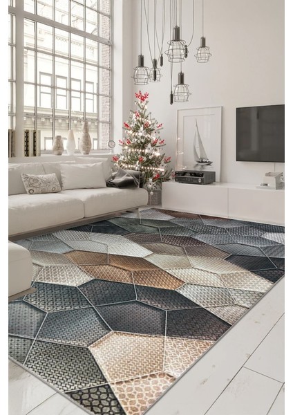 Her Karede Denge Şık ve Yıkanabilir Geometrik Kaymaz Taban Halı fiyatları