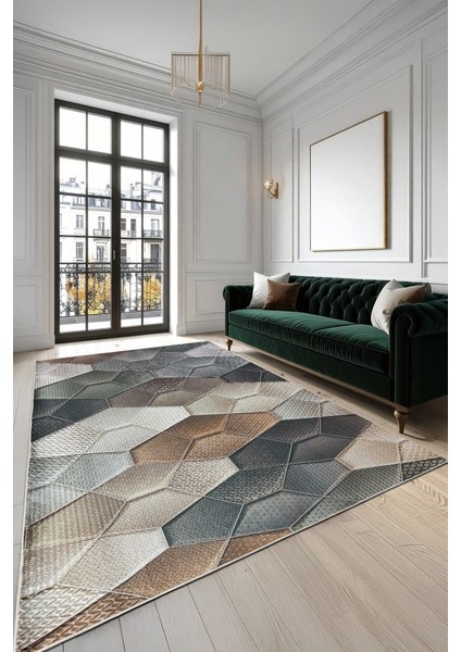 Her Karede Denge Şık ve Yıkanabilir Geometrik Kaymaz Taban Halı modelleri