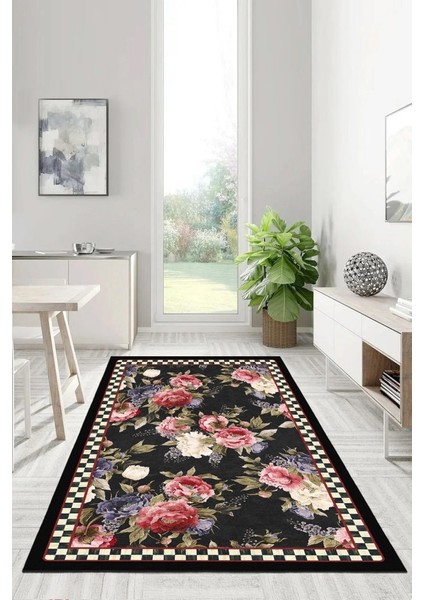 Her Adımda Bir Bahar Renkli Çiçeklerle Bezenmiş Kaymaz Taban Halı