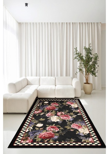 Her Adımda Bir Bahar Renkli Çiçeklerle Bezenmiş Kaymaz Taban Halı modelleri