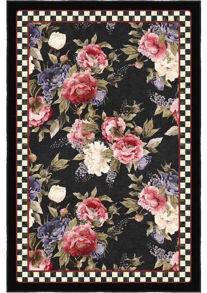 Her Adımda Bir Bahar Renkli Çiçeklerle Bezenmiş Kaymaz Taban Halı fırsatları