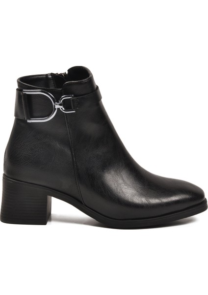 Siyah Fermuarlı Polarlı Kadın Topuklu Bot fiyatları