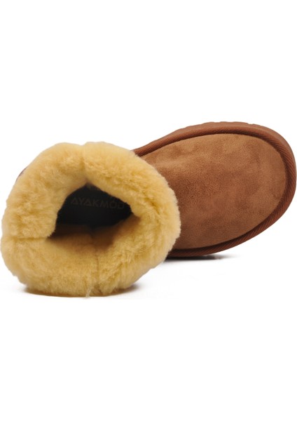 Taba Süet Içi Kürklü Kadın Düz Bot fırsatları