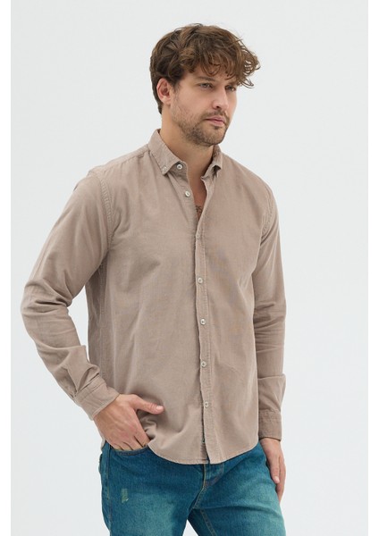 Erkek Relax Fit Kadife Uzun Kollu Gömlek fırsatları